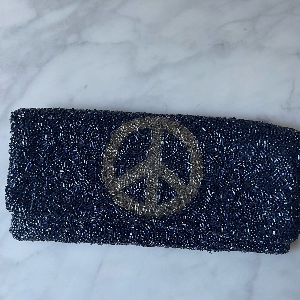 Moyna Peace Clutch in Navy/Silver